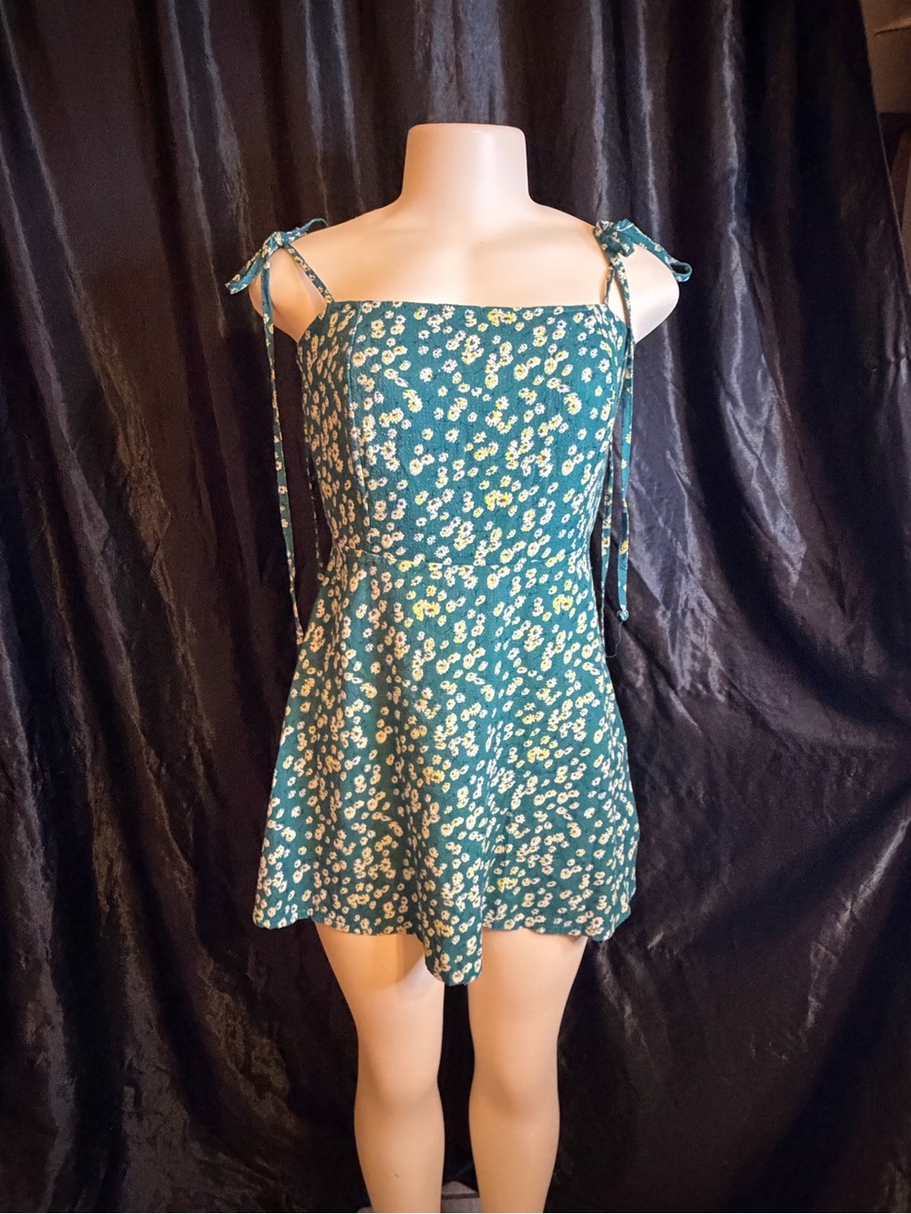 Women’s Teal Floral Tie-Shoulder Nightdress